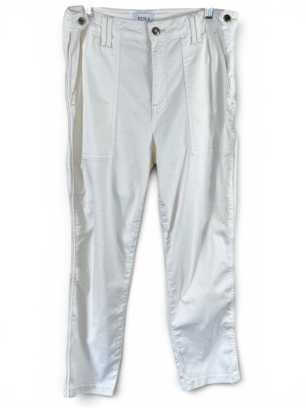 Pistola Utility Crop Pants High Rise Ivory